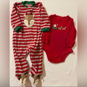 Christmas Footed Sleeper & Onesie 9m